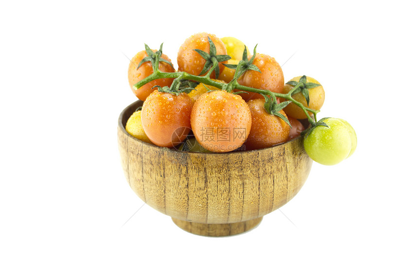 新鲜樱桃新西红柿营养蔬菜白色工作室食物盘子红色绿色水果团体图片