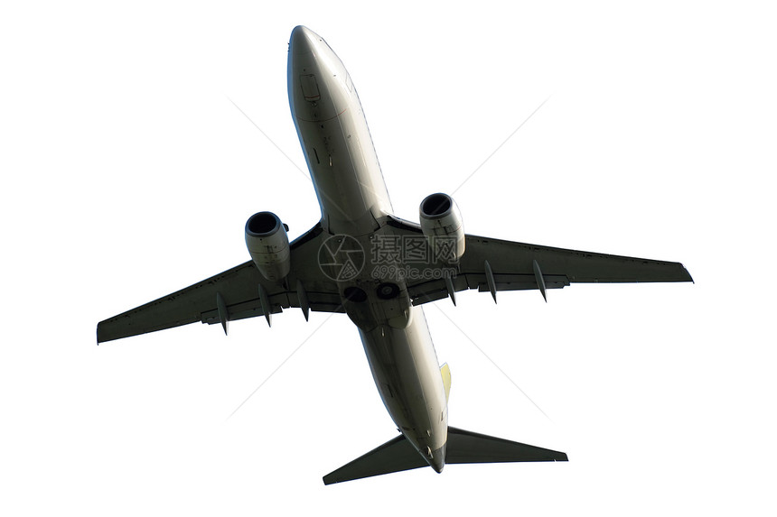 在白色背景上孤立的平面航班飞机场齿轮航空旅行旅游客机货物运输飞行图片