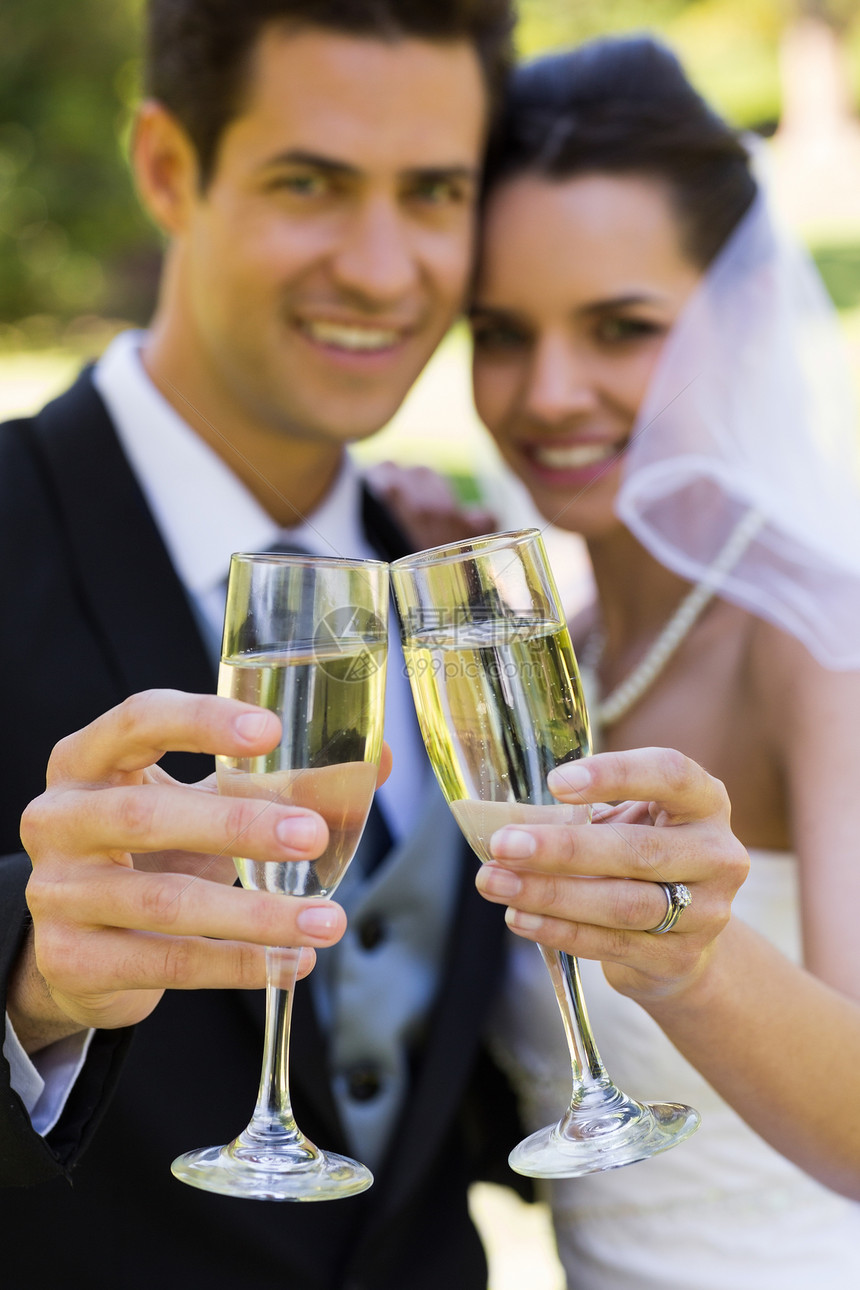 公园新婚红烤面包香槟长笛套装联盟奢华新郎妻子夫妻男性女性已婚婚纱图片