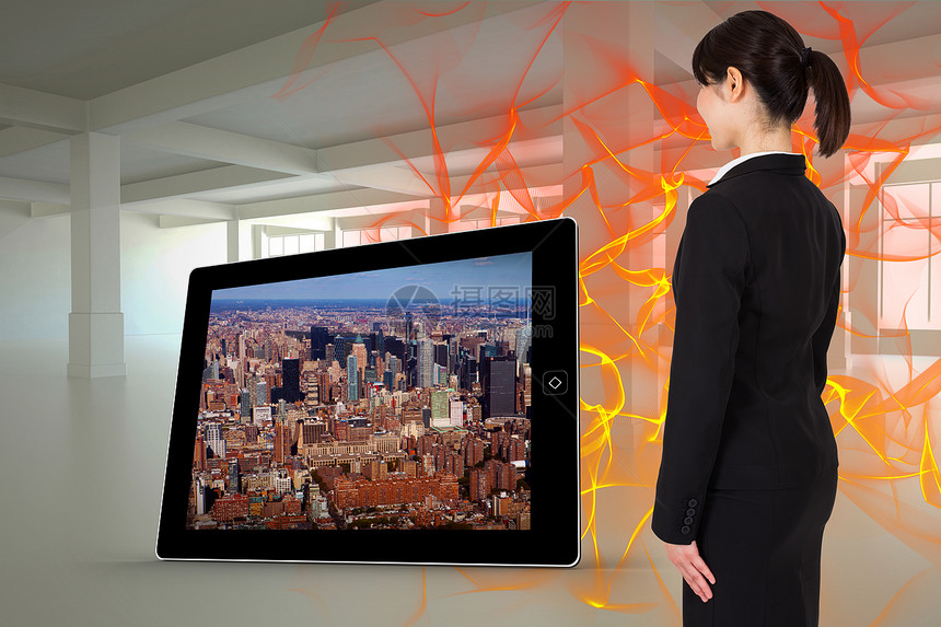 商业妇女地位综合形象的一幅图象公司人士数字商务女士房间屏幕电脑景观绘图图片