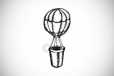 热空气气球涂面复合图像热气球绘图插图白色计算机涂鸦灰色背景图片
