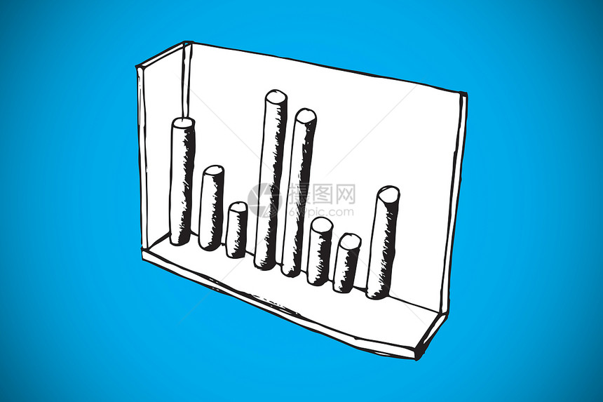 条形图 doodle 的复合图像绘图数据蓝色涂鸦图表计算机插图图片