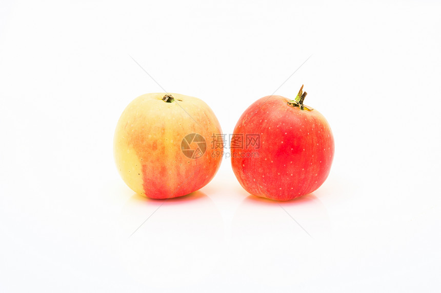 孤立的小红苹果和黄苹果尺码白色食物红色黄色水果图片
