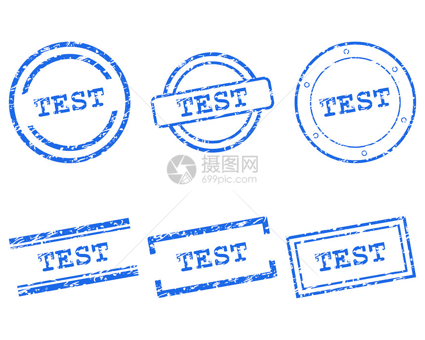 测试邮票墨水插图商业橡皮按钮打印海豹标签贴纸蓝色图片