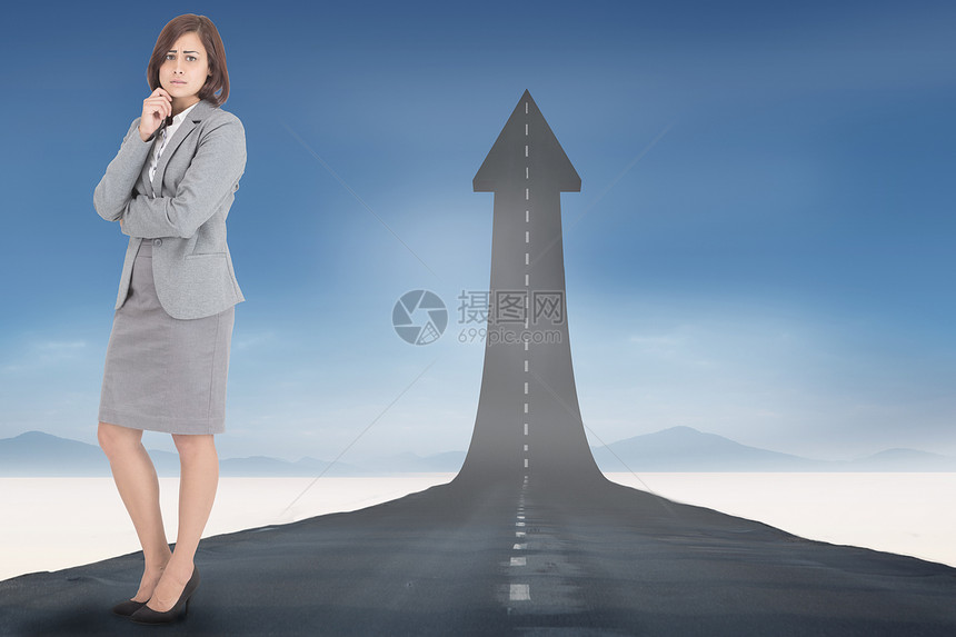 令人忧心的女商务人士综合形象女性公司商业数字棕色绘图女士地平线计算机人士图片