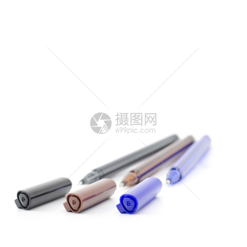 白上孤立的彩色笔商业塑料乐器补给品学校毛毡墨水工作教育紫色图片