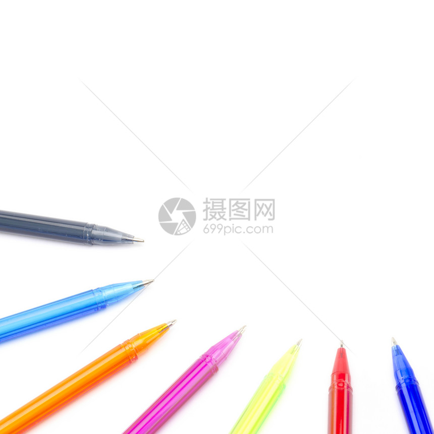 白上孤立的彩色笔圆珠笔紫色办公室商业钢笔补给品金属学校工作收藏图片