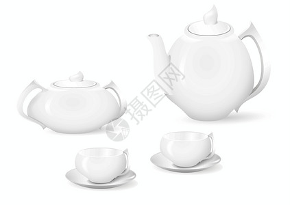 琼锅糖茶和咖啡的陶器菜肴白色饮料液体餐具杯子咖啡杯插图烹饪咖啡店插画