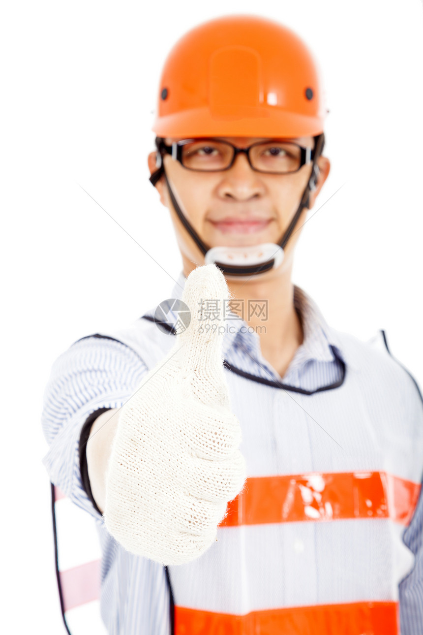 男工人握握手图片