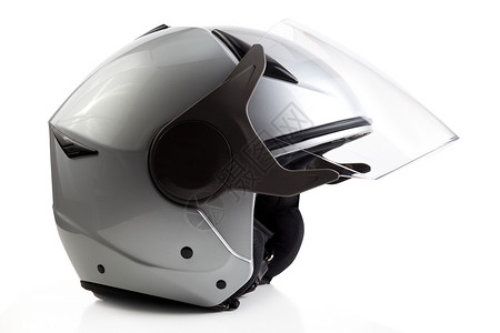 孤立的银自行车头盔灰色运输白色摩托帽子纤维摩托车安全骑士跑车背景图片