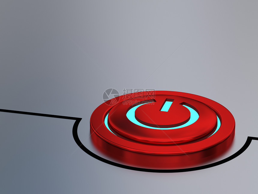 特写按钮技术圆形开关控制圆圈辉光力量电子产品电脑红色图片