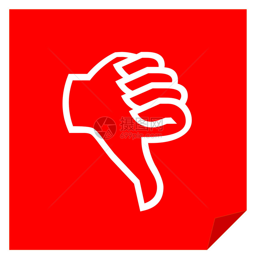 反对投票插图正方形手指红色表决速度白色网络按钮评分图片