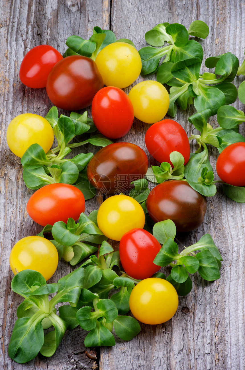 各种樱桃番茄沙拉叶菜玉米饮食乡村食物花园卷曲蔬菜养分图片