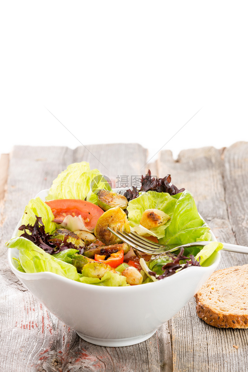 健康素素素沙拉服务小吃起动机食谱面包青菜蔬菜维生素沙拉营养图片