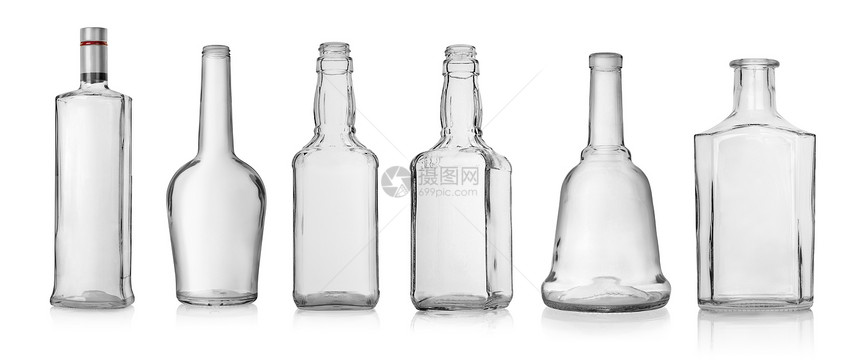 空瓶宏观饮料拼贴画玻璃白色酒精液体图片