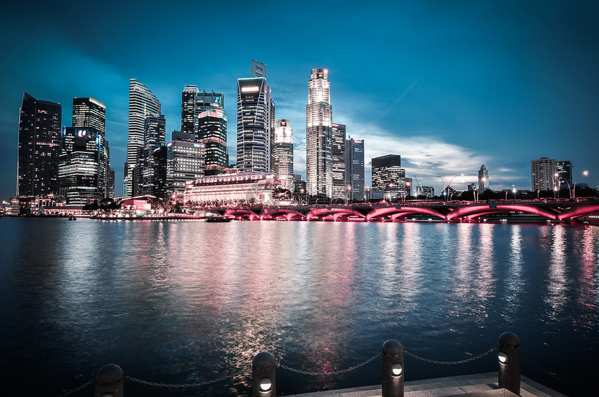 新加坡城市天际直流区建筑办公室摩天大楼中心建筑学金融景观天空月亮商业图片