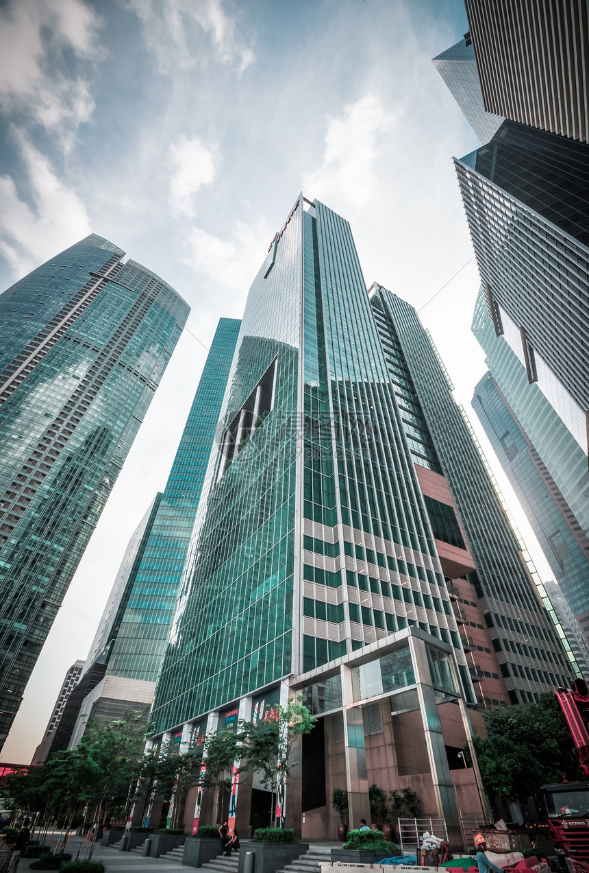 新加坡城市天际直流区摩天大楼金融公司市中心景观月亮商业中心蓝色办公室图片