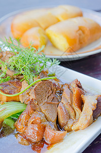 炖猪肉食物棕色酱油美食盘子背景图片