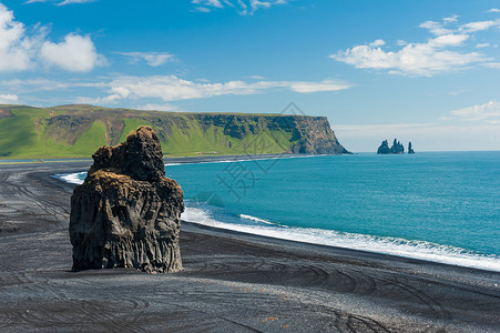 迪尔霍莱戴尔霍莱角海角火山海岸岩石海洋爬坡海滩半岛悬崖黑色背景