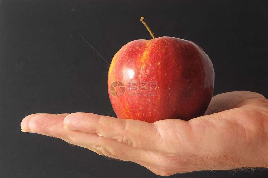 手头上的苹果概念采摘饮食药品食物水果图片