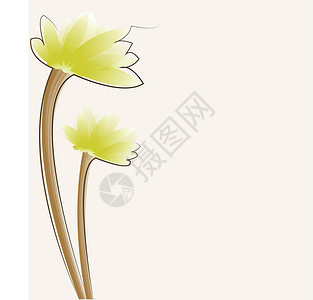 鲜花 矢量插图棕色花瓣水彩绿色黄色背景图片
