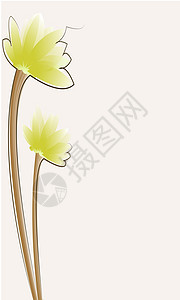 鲜花 矢量插图绿色黄色花瓣水彩棕色背景图片
