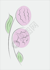 鲜花 矢量插图卡片植物粉色叶子艺术品季节艺术小册子推介会绿色背景图片