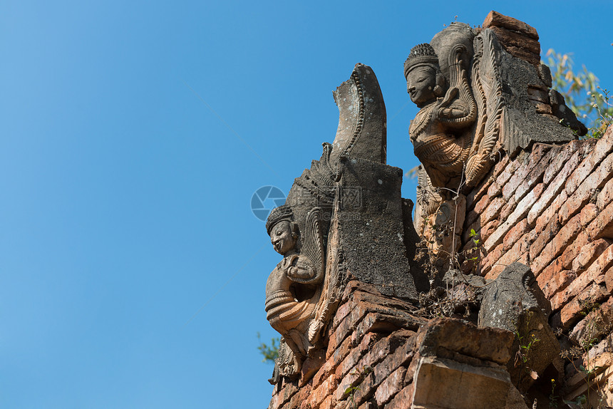 缅甸古代佛教寺庙的详情遗产地标旅行文化废墟宗教艺术佛教徒翅膀纪念碑图片