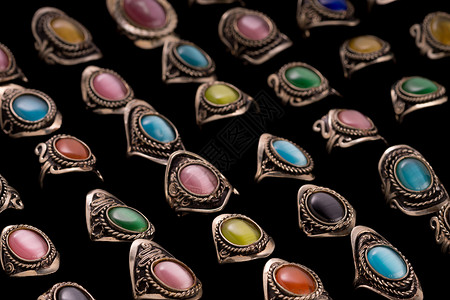 秘鲁环收藏工作室珠宝戒指产品猫眼黑色女士团体背景玻璃背景图片