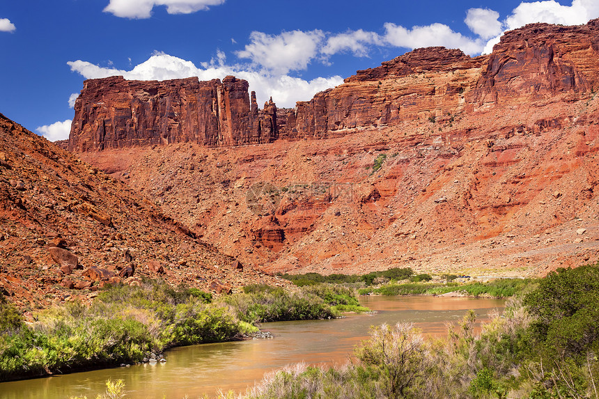 科罗拉多州立公园 Moab Utah土地公园沙漠岩石反射巨石台面悬崖假期峡谷图片