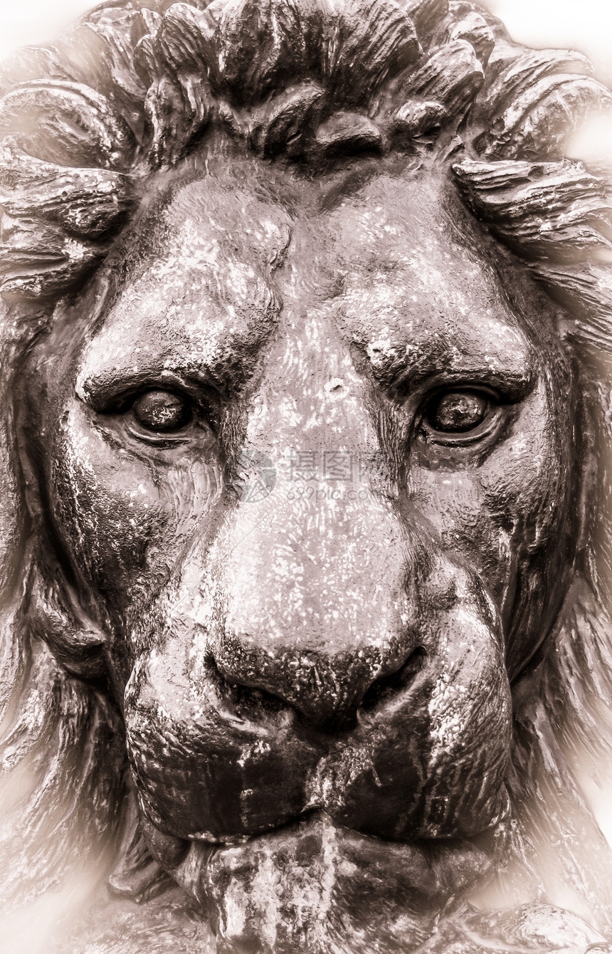 狮子雕像的古老风格照片图片