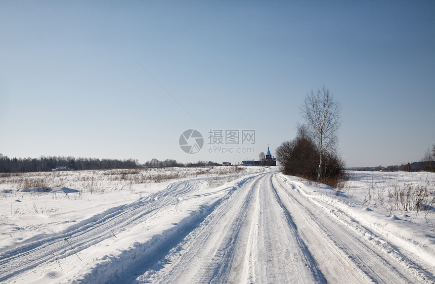 东正教木木教堂 冬季风景图片