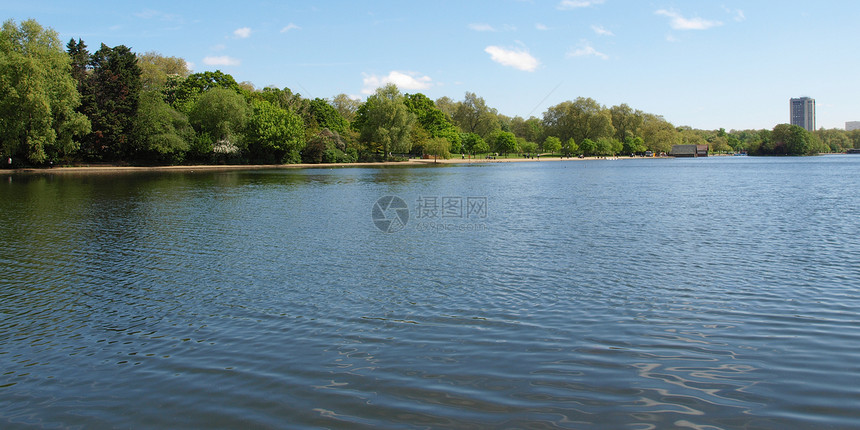 蛇腹湖 伦敦植被全景公园池塘液体草地蓝色英语花园波浪图片