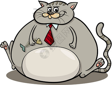 财大气粗胖猫说卡通插图插画