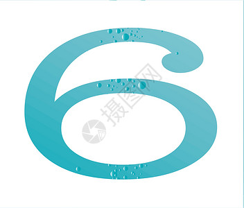 7号水气泡空气海洋字母插图蓝色背景图片
