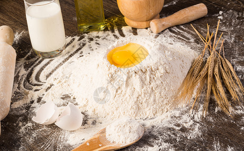 面粉 鸡蛋 白面包 小麦耳朵食物烘烤牛奶咖啡店棒子鹌鹑玉米乡村农业粮食背景图片