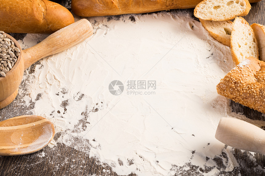 面粉和白面包味道烹饪食谱酵母面团大麦饼干玉米桌子干旱图片