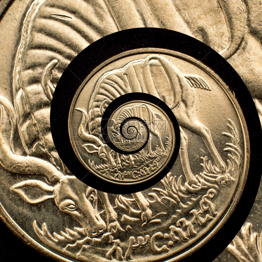 旋转硬币线圈创造力经济货币金融漩涡羚羊商业螺旋现金图片
