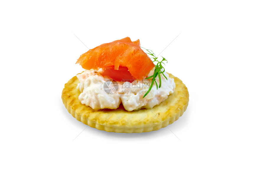 奶油和鲑鱼饼干花絮小吃茶点海鲜蔬菜早餐糕点产品熏制食物图片