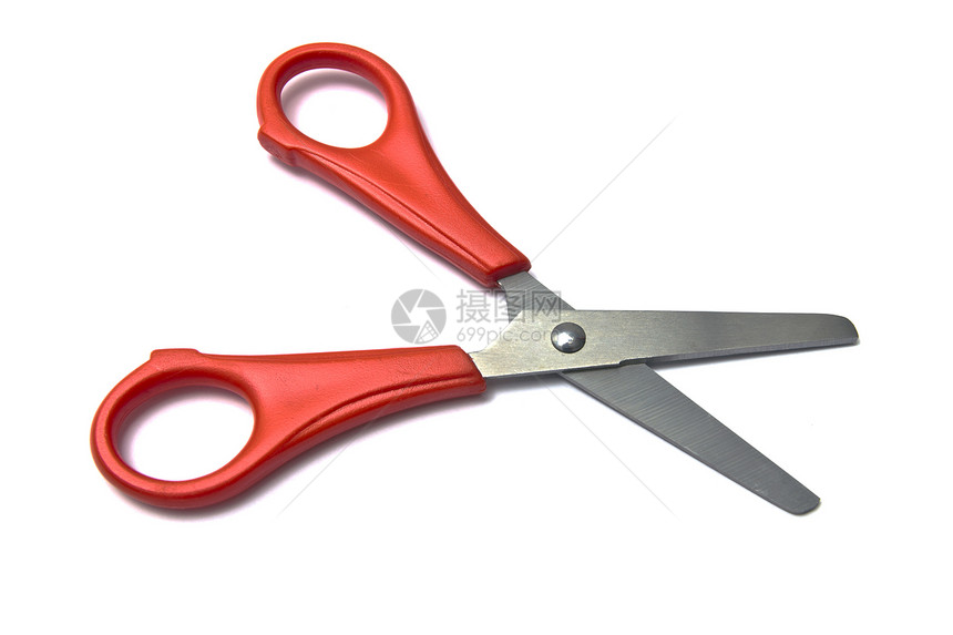 红色处理剪刀金属白色园艺夹子办公室剪子刀具家庭工具塑料图片