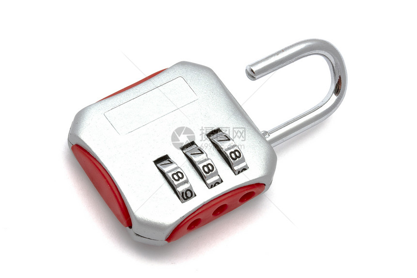 组合锁定安全代码钥匙白色红色挂锁金属图片