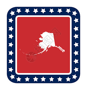 阿拉斯阿拉斯加状态按钮蓝色星星爱国红色界面图标旗帜白色背景图片
