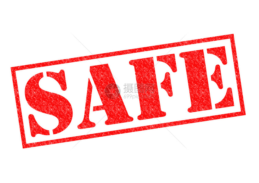 SAFE 橡胶印章标题白色保护插图警卫风险红色保障健康庇护图片