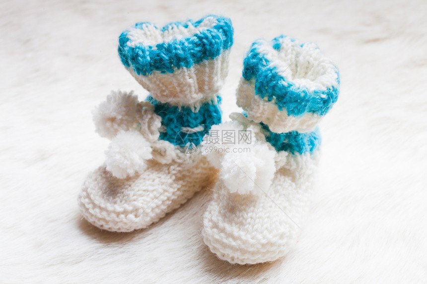 编织婴儿仓库白色怀孕男生短袜礼物鞋类蓝色羊毛生日手工图片