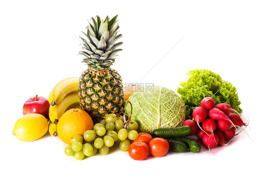 白水果和白蔬菜庆典剪裁食物小吃瓶子橙子柚子水果菠萝萝卜图片