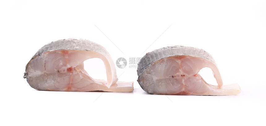 两块新鲜的海盆牛排牛扒午餐鲈鱼食物白色健康海鲜图片