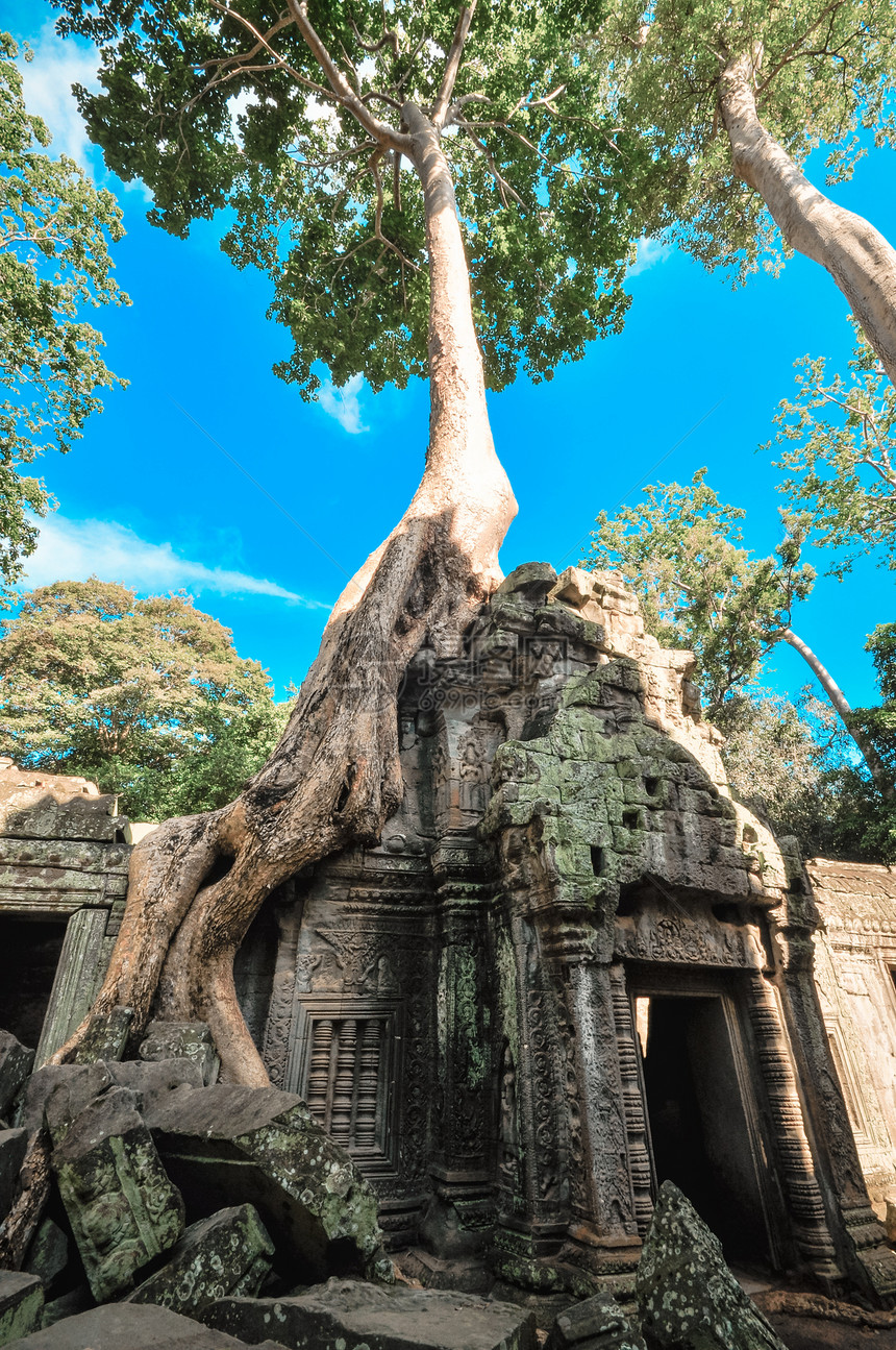 Angkor Wat综合体暹粒区古老的佛教赫默寺庙雕像历史石头建筑假期地标宗教寺庙艺术文化图片