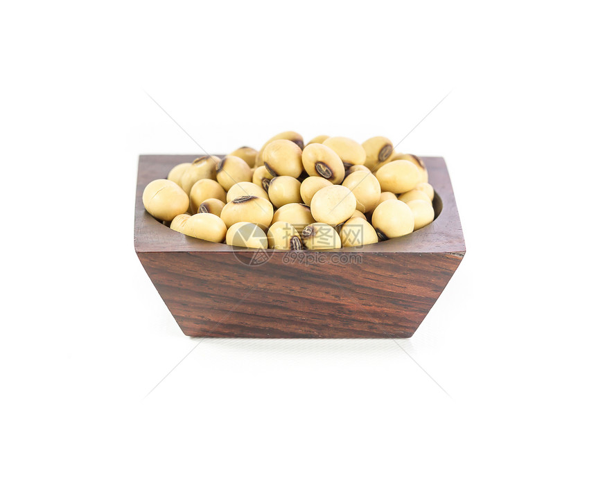 木碗中的大豆团体黄色种子食物饮食宏观纤维生产豆类营养图片