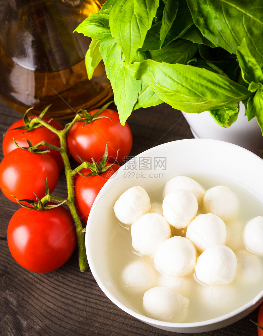 意大利语成分绿色红色食物白色西红柿叶子蔬菜乡村烹饪草本植物图片