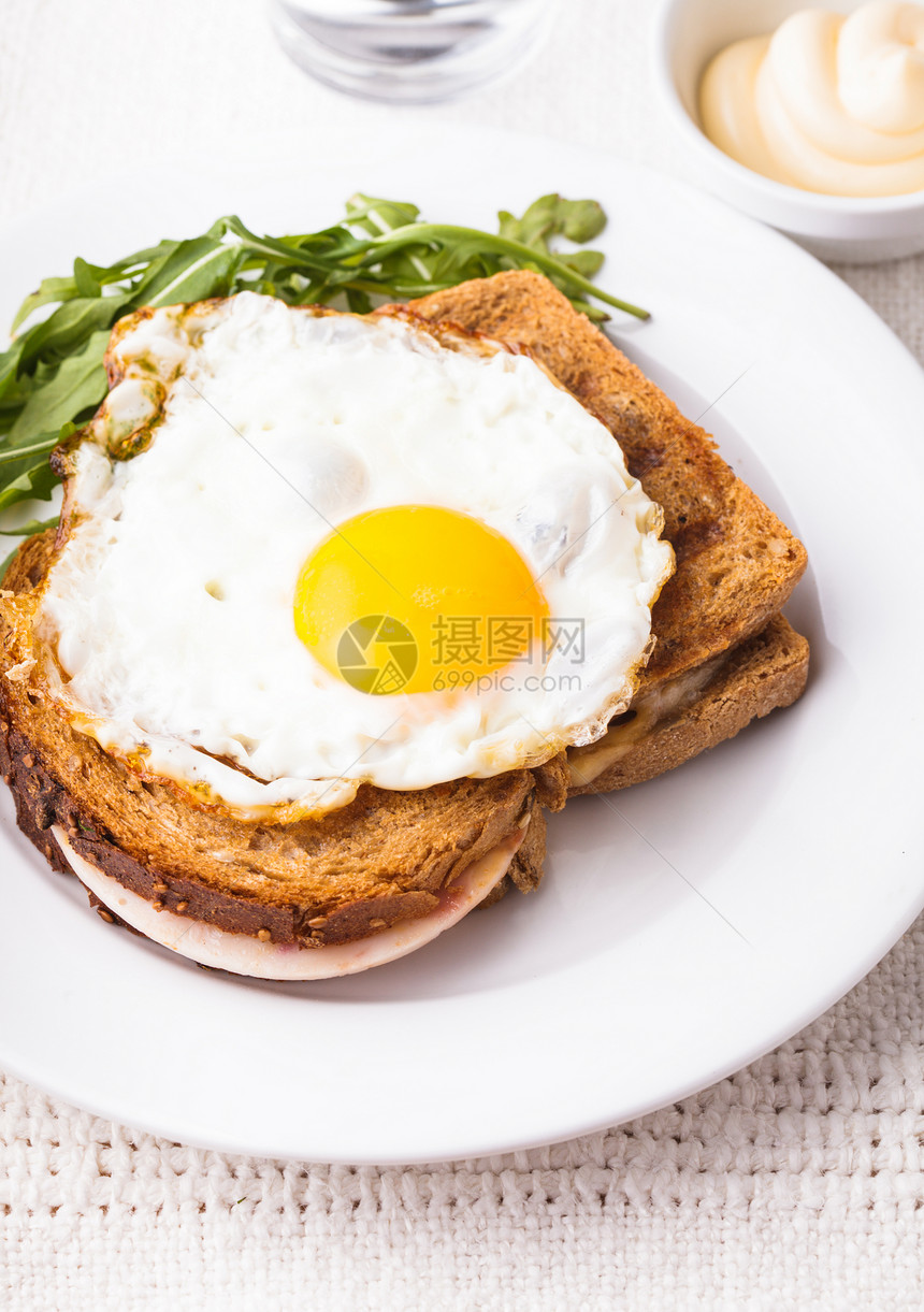 克罗克夫人玻璃水果早餐火腿食谱火锅小吃食物油炸晴天图片